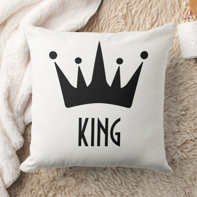 Coutume Black Crown King Texte Blanc Lève Oreiller (Couverture)