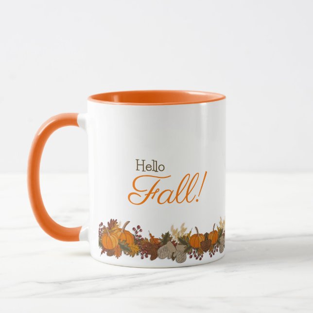 Coutume Bonjour Automne Saison Café Mug (Gauche)