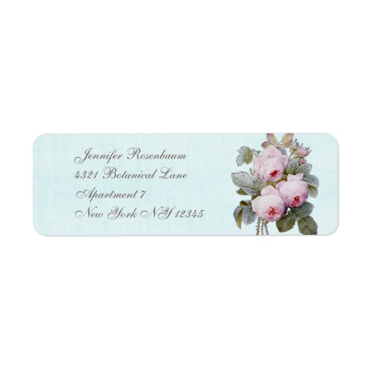 Coutume botanique vintage de bouquet rose de étiquette d'adresse retour