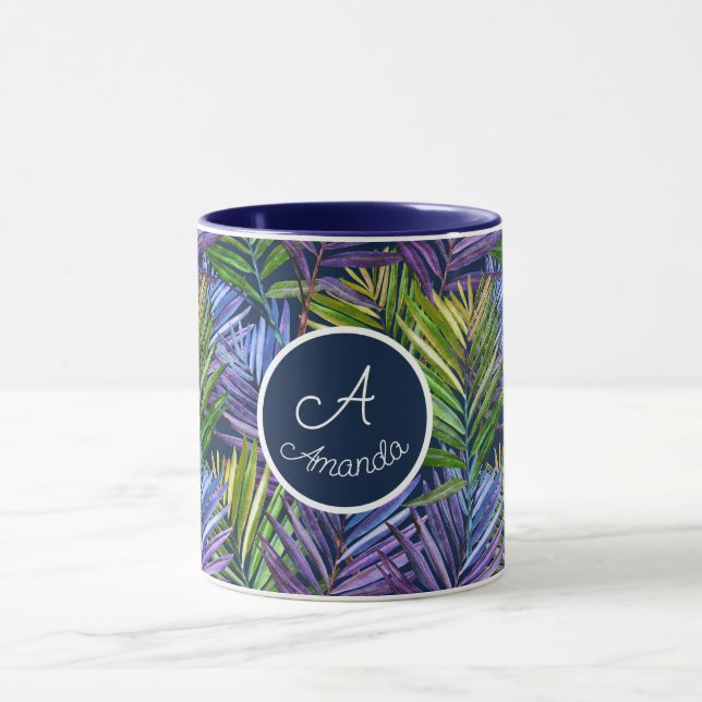 Coutume Été Breeze Plage tropicale Palms Mug (Centre)