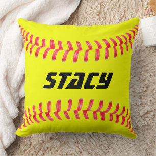 Coutume Jaune Fastpitpitch Softball Lance Oreiller