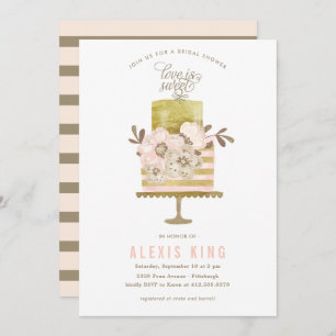 Couture Cake Gold Bridal Douche Invitation