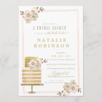 Couture Cake Invitation de douche nuptiale - or