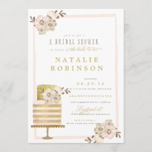 Couture Cake Invitation de douche nuptiale - or