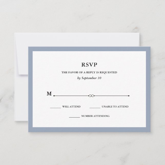 Couture élégante | Dusty Blue Wedding RSVP (Devant)