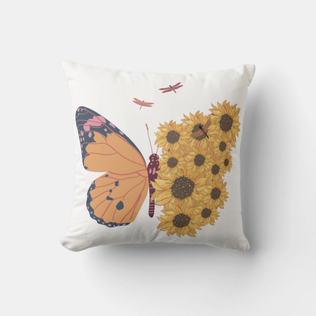 Couvercle Coussin de papillon et de tournesol (Recto)