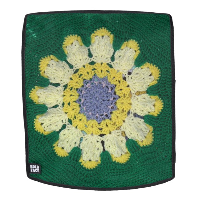 Couvercle de sac à dos - Marguerite en Crochet (Devant amovible)
