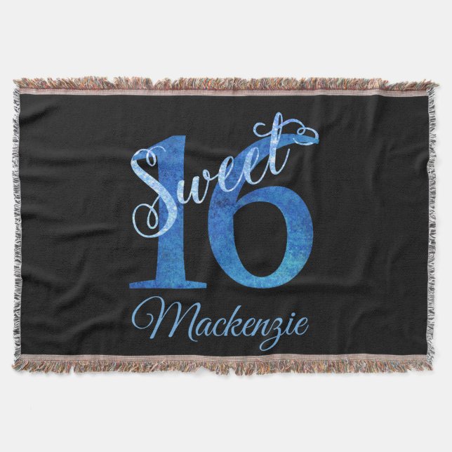 Couverture 16 ans | Aquarelle bleue et Faux Parties scintilla (Devant)