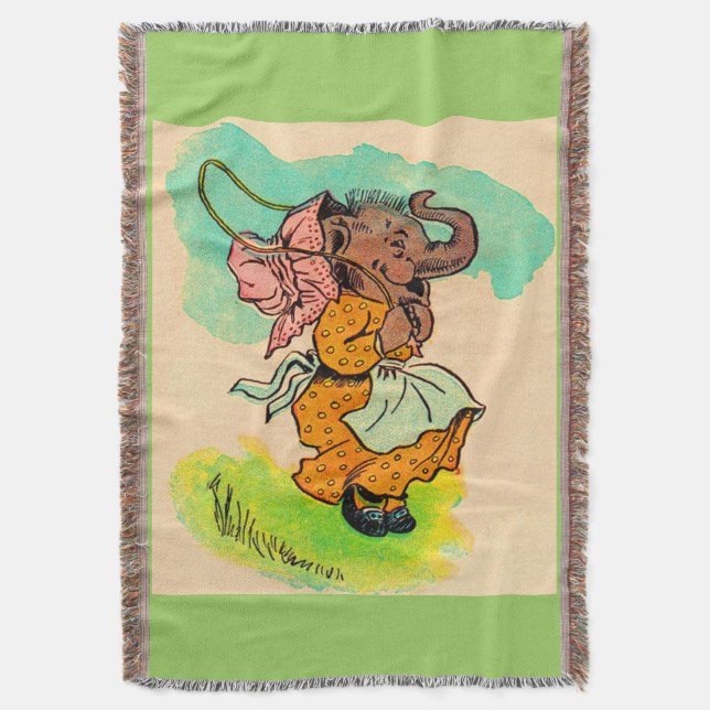 Couverture 1930, éléphant habillé jouant à la corde de saut (devant Vertical)