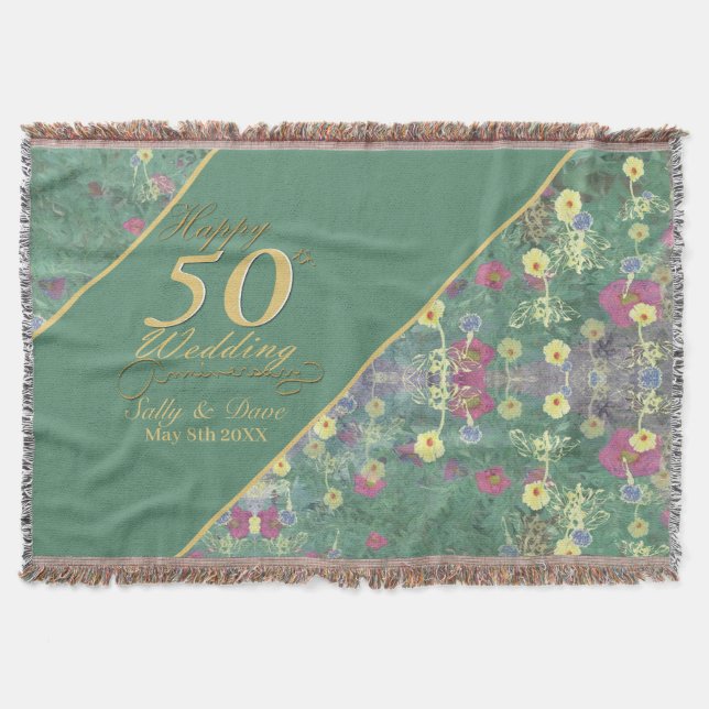 Couverture 50e anniversaire du Mariage fleur sauvage Jetez la (Devant)