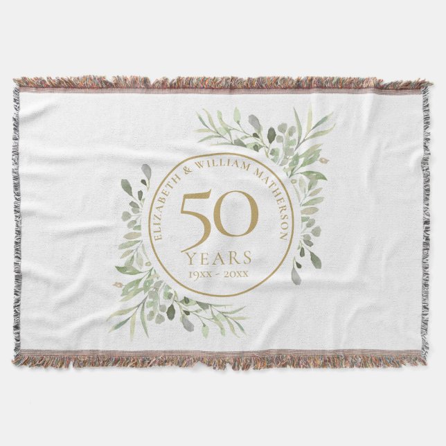 Couverture 50e anniversaire Mariage Verdure dorée Aquarelle (Devant)