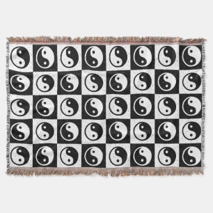 Couverture À damiers blanc noir Yin-yang Zen Block Imprimer
