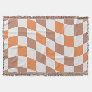 Couverture à jeté rétro à carreaux et franges d'au