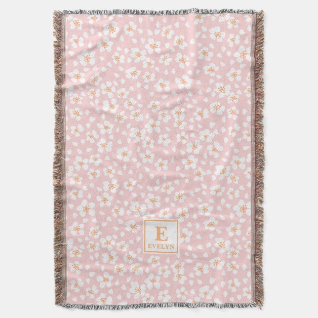 Couverture à lancer personnalisée avec monogramme  (devant Vertical)