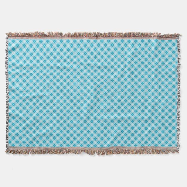 Couverture à motif diamant bleu et blanc (Devant)