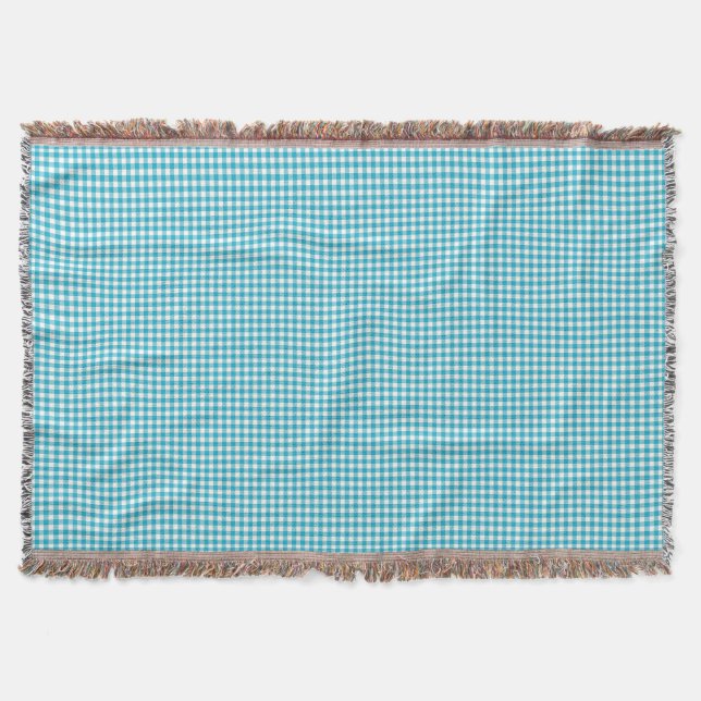 Couverture à motif gingham bleu et blanc  (Devant)