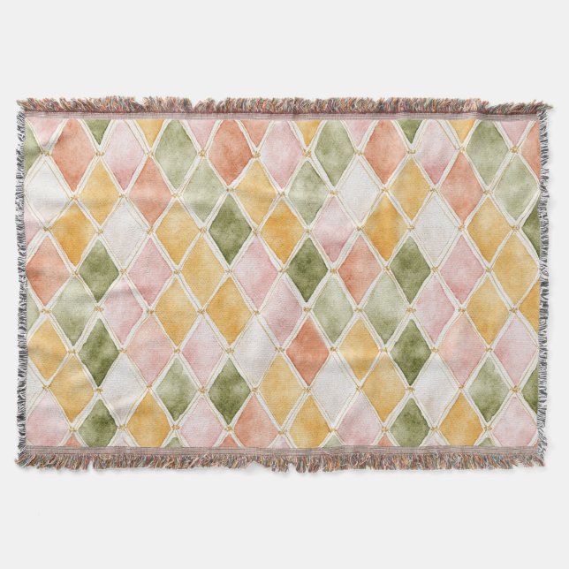 Couverture Abricot Orange Vert Jaune Rosé   (Devant)
