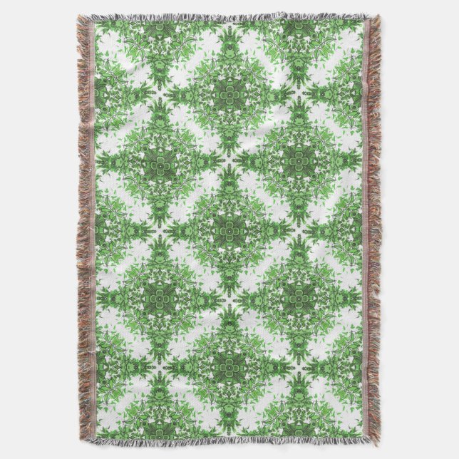 Couverture Abstract Floral Pattern In Black & Green On White (devant Vertical)