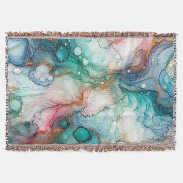 Couverture Abstrait en rose, sarcelle, bleu et or (Devant)
