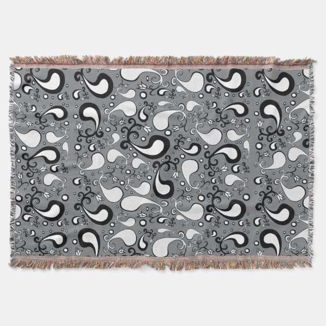 Couverture Abstrait gris et blanc Tulip Paisley motif (Devant)