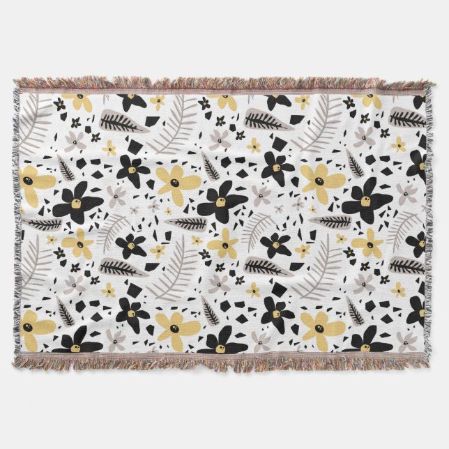 Couverture Abstrait Gris jaune noir gris sans joint motif flo (Devant)