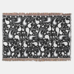 Couverture Abstrait noir et blanc Tulip Paisley Floral
