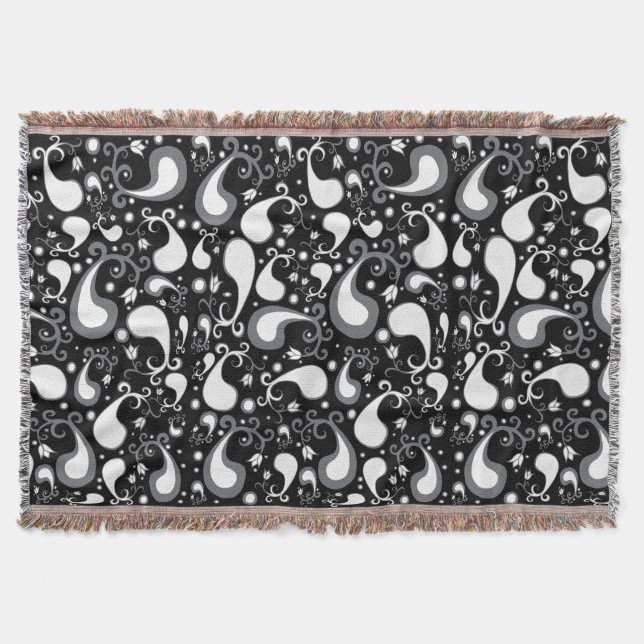 Couverture Abstrait noir et blanc Tulip Paisley Floral (Devant)