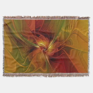 Couverture Abstrait Rouge Orange Brown Vert Fractal Art Flowe