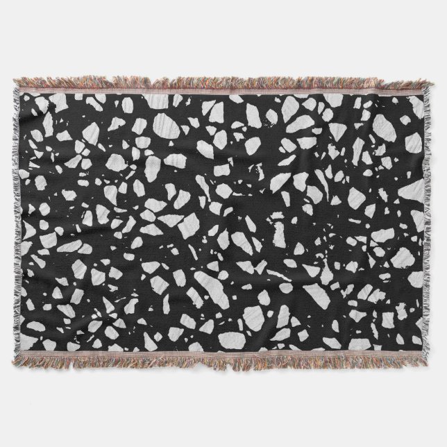 Couverture Abstrait Terrazzo Mosaic Motif noir et blanc (Devant)