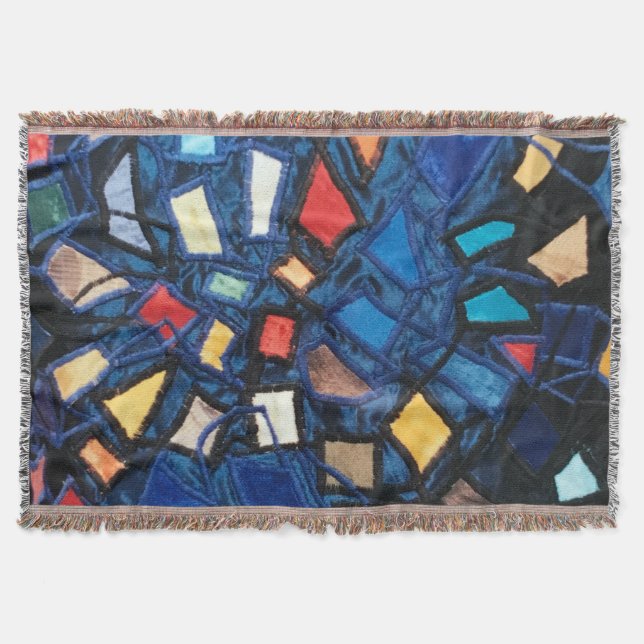 Couverture Abstrait Vivant Aspect Verre Coloré Bleu (Devant)