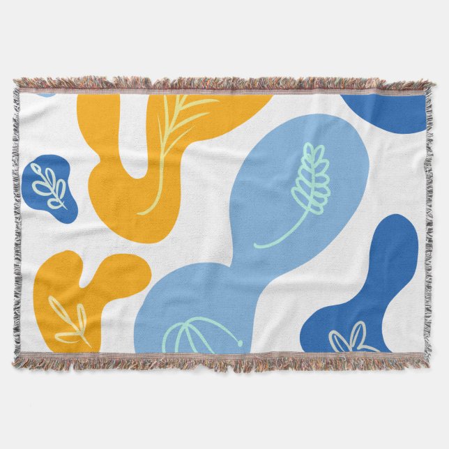 Couverture abstraite à motifs botaniques bleus jau (Devant)
