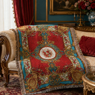 Couverture Accent floral orné rouge or bleu victorien