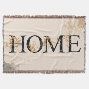 Couverture Accueil aquarelle script feuille or Throw Blanket