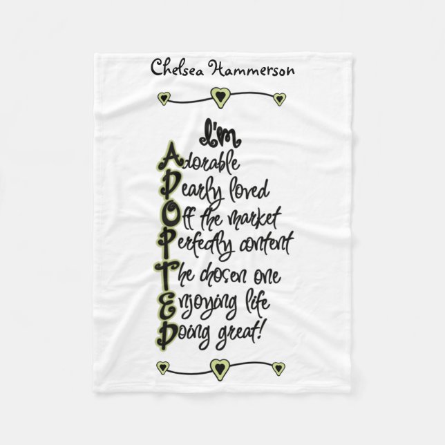 Couverture adoptée verte et noire d'ouatine (Devant)