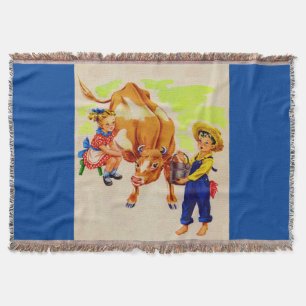 Couverture adorable enfant avec adorable vache