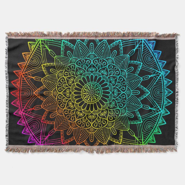 Couverture Affiche Mandala Arc-en-Ciel Noir (Devant)