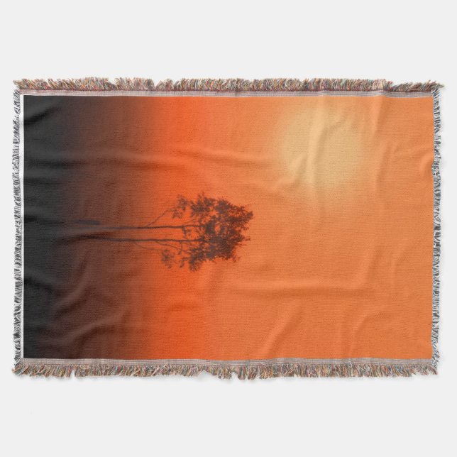Couverture Afghan orange de lever de soleil de citrouille de (Devant)