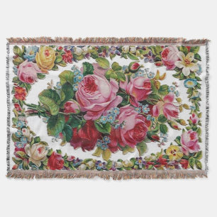 Couverture Afghan rose de bouquet de cru