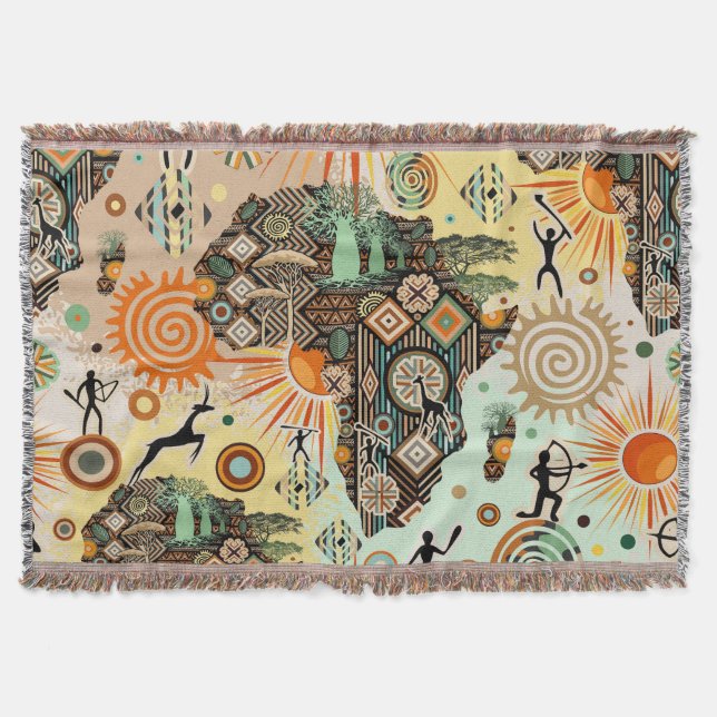 Couverture Africa Map Decorative Tribal Elements Pattern (Devant)