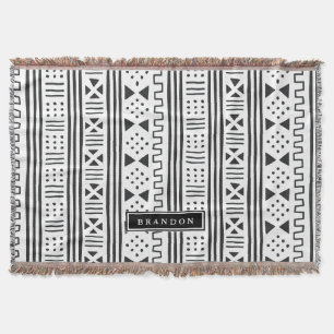 Couverture Africain blanc MudCloth du noir   inspiré