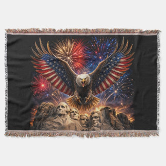 Couverture Aigle chauve patriotique Mont Rushmore Feux d'arti