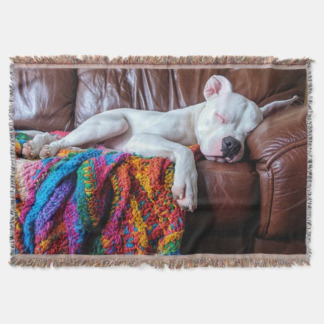 Couverture Aimer Pitbull Chien Dormir sur le canapé (Devant)