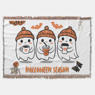 Couverture aison Halloween – fantômes café mignons