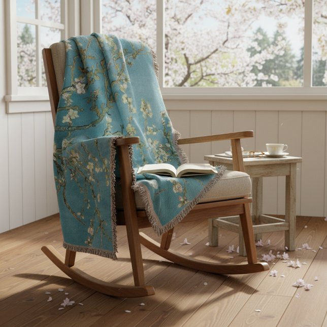 Couverture  Almond Blossom Floral Boho Blue Classic Art (Créateur téléchargé)