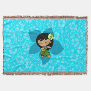 Couverture Aloha Honeys Hibiscus hawaïen Vintage Hula Girl