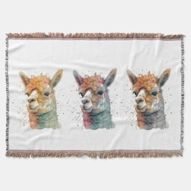 Couverture Alpacas Aquarelle Fantaisistes (Devant)