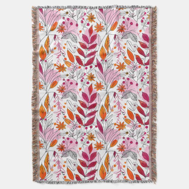 Couverture Alyssa Mae Foliage rose et orange (devant Vertical)