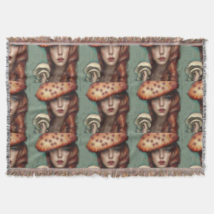 Couverture amant de champignons de rose rouge artiste designe
