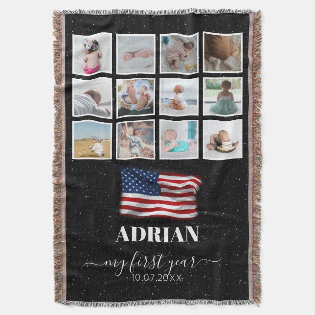 Couverture American Flag Baby First Year Photo Collage (devant Vertical)
