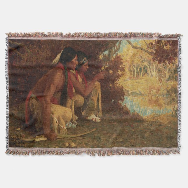 Couverture Amérindien vintage, Chasse au cerf par Couse (Devant)